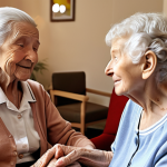 **Social robot assisting an elderly person in a care home.** (Focus on companionship, support, and interaction).
