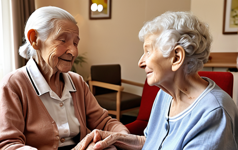 **Social robot assisting an elderly person in a care home.** (Focus on companionship, support, and interaction).