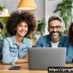 디지털 컴패니언십과 플랫폼 생태계 - A vibrant digital community scene showing diverse Brazilian users of various ages and backgrounds ac...